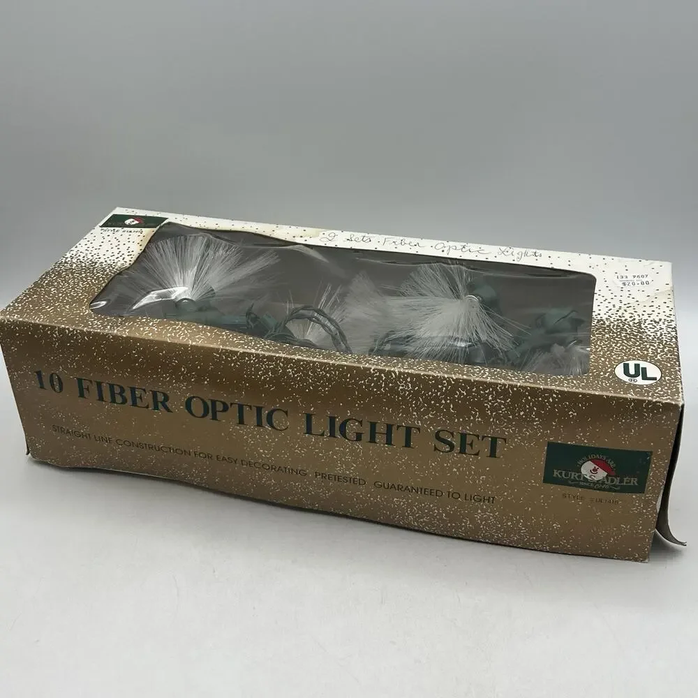 Set 2 Vtg Kurt Adler Fiber Optic 10 Christmas String Light Sets White WORKS